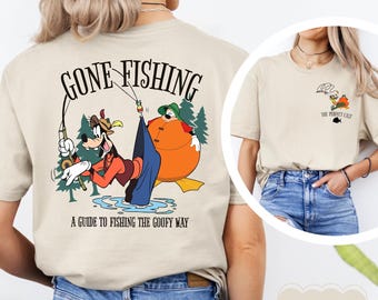 Camiseta de dos caras de Goofy y Max: El reparto perfecto, camiseta de pesca de Disney: La película de Goofy, guía para pescar al estilo Goofy, regalo para el Día del Padre.
