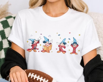 Walt Disney Fantasia Mickey Watercolor T-Shirt , Fantasia Mickey Shirt, Disneyland Family Matching Shirt, WDW Tee, Mickey Sorcerer T-Shirt