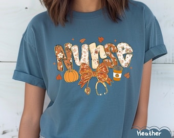 Nurse Fall Shirt, Cute Autumn Pumpkin Nursing Tee, Seasonal Healthcare Worker Gift Top