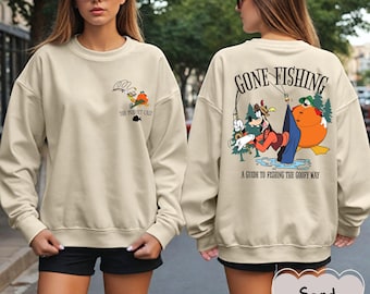 2-sided Goofy And Max The Perfect Cast Shirt, Disney A Goofy Movie Fishing Sweater, A Guide To Fishing Goofy Way, Father's Day Gift For Dad