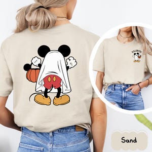 Maglietta di Halloween Disney Mickey, maglietta fantasma di Mickey, maglietta spaventosa di Mickey su due lati, maglietta spettrale di Mickey retrò, maglietta non così spaventosa di Mickey