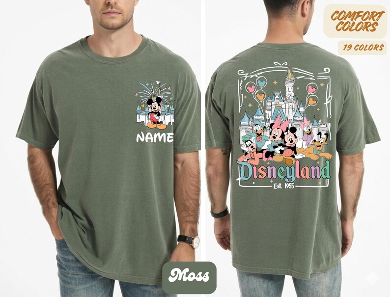 Camiseta Comfort Colors® personalizada de Mickey y sus amigos de Disneyworld, camisetas personalizadas con nombre para la familia Disney 2026, camiseta retro para viaje a Disneyworld, familia Disney imagen 3