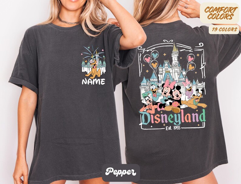 Camiseta Comfort Colors® personalizada de Mickey y sus amigos de Disneyworld, camisetas personalizadas con nombre para la familia Disney 2026, camiseta retro para viaje a Disneyworld, familia Disney imagen 5