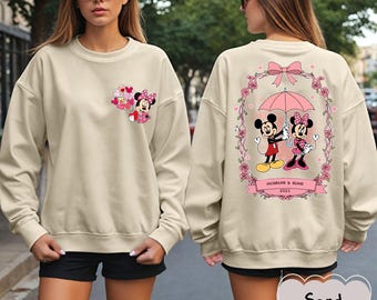 Coquette bow Disney Mickey Minnie Valentine shirt, Disney couple WDW Disneyland sweethearts nite shirt, womens sweater