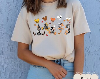 Disney Halloween Shirt, Halloween Matching Shirt, Disney Mickey and Friends Characters Halloween Balloons Tee, Disney Halloween Skeleton Tee