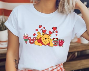 Winnie The Pooh Valentines Shirt, Disney Couple Vacation Shirt, Disney Love Shirt, Disneyland Honeymoon Trip, Disney Fiancée Shirt