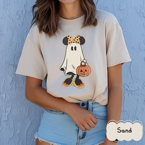 T-shirts rétro Mickey Minnie pour couple Halloween, chemise Mickey Ghost, chemise Minnie Ghost, chemise saison fantasmagorique, chemises voyage Halloween Disney