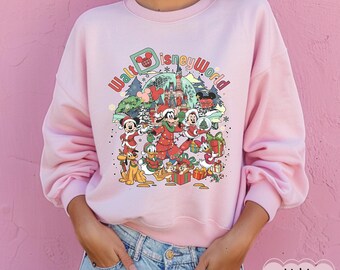 Retro Walt Disneyworld kersttrui, Mickey and Friends kersttrui, kersttrui familie, Disney kerstvakantie 2026