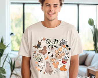 Disney Spooky Vibes T-shirt, Disney Halloween Matchande T-shirt, Disney Spooky T-shirt, Disney Halloween T-shirt, Musse Pigg Inte Så Läskig Festtröja
