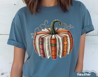 Fall Book Pumpkin Halloween T-Shirt, Halloween Book Lover Shirt, Fall Bookish Shirt, Pumpkin Book Shirt, Pumpkin Shirt, Fall Shirt