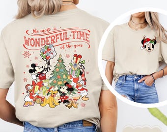 Disney Charaktere vorne und hinten Weihnachten Shirt, Custom Disney Weihnachten Matching Shirt
