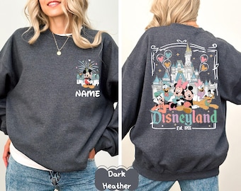 Spersonalizowany sweter Disneyworld Mickey i Przyjaciele, spersonalizowane koszulki z imieniem Disney Family 2025, retro wycieczka do Disneylandu, koszulka Disney Family Vacation