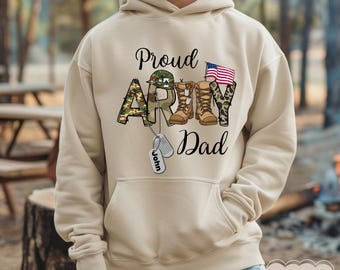Custom Proud Army Family Mom Dad Brother Shirts, Personalized Army Dad Shirt, USA Army Family Outfits, Military Family Gift Sweatshirts