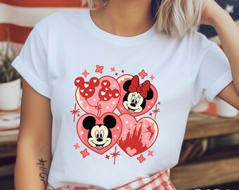 Mickey And Minnie Heart Shirt, Mickey Minnie Valentine Shirt, Disney Valentines Day Couple Matching Trip, Magical Castle Tee