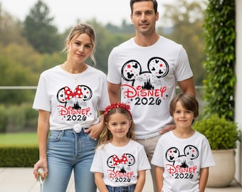 Camiseta personalizada de la familia Disney 2026, camisetas a juego para grupos Disney, camiseta de viaje Disney, camiseta del castillo Disney 2026, camiseta de Mickey y Minnie Disney