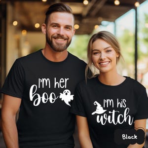 His Witch Her Boo Matching Halloween Couple Shirts