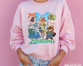 Koszulka z filmu „Zwierzogród 2”, sweter z kreskówkowym motywem retro z Judy Hopps i Nickiem Wilde'em Disneya, gadżety dla fanów „Zwierzogród” – prezent dla dzieci i dorosłych