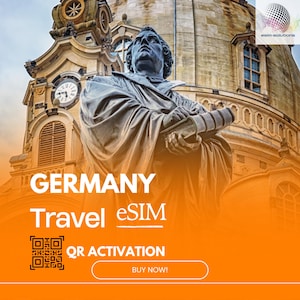 eSIM For Germany 10GB for 30 Days (Data only) QR Delivery