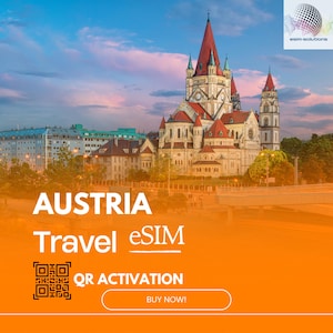eSIM For Austria 10GB for 30 Days (Data only) QR Delivery