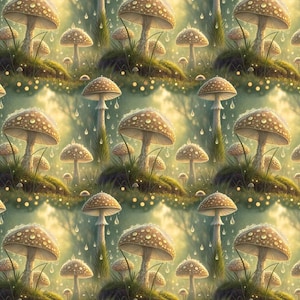 100% cotton fabric,Dream Fairytale Mushroom Pattern,width 145cm, sold by half yards, handmade DIY fabric