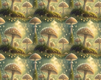 100% cotton fabric,Dream Fairytale Mushroom Pattern,width 145cm, sold by half yards, handmade DIY fabric