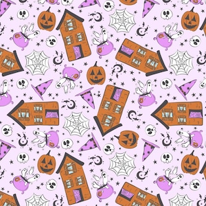 100% cotton fabric,Pink Halloween Pumpkin Pattern,width 145cm, sold by half yards, handmade DIY fabric