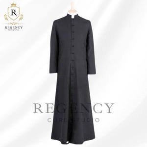 Black Clergy Cassock Robe – Catholic Priest Vestment, Bishop Church Robe, Religious Liturgical Attire, Traditional Clergy-Pastor Vestment