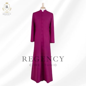 Roman Purple Clergy Cassock Robe – Bishop Vestment, Catholic Priest Costume, Religious Liturgical Attire, Traditional Church Outfit