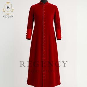 Premium Catholic Red Clergy Cassock Robe – 33 Button Priest Vestment, Bishop Liturgical Church Attire with Cuffed Sleeves & Free Sash