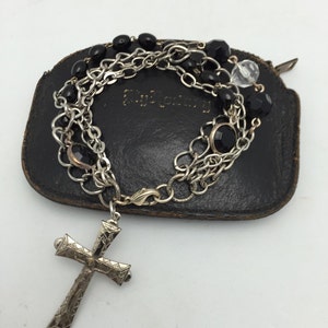 Cross Bracelet Silver Cross Bracelet Religious Charm Bracelet Religious Bracelet Mixed Chain Bracelet