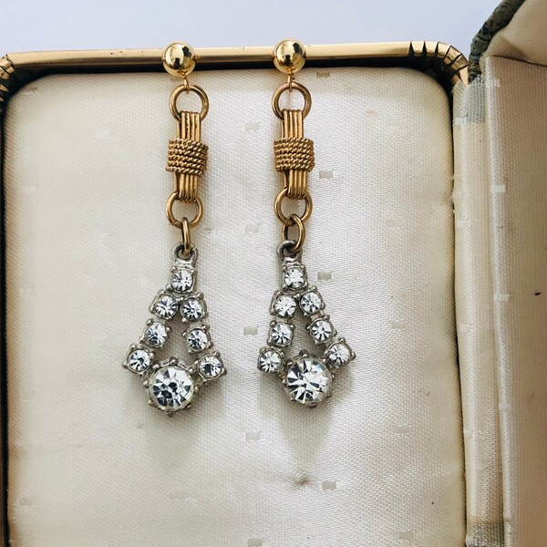 Vintage Rhinestone Earrings Vintage Assemblage Earrings crystal earrings