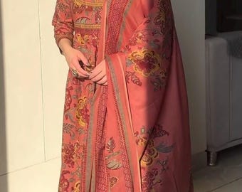 Floral Cotton Anarkali Kurti Pant Dupatta Designer Kurta For Women Indian Wedding Dress 3PC Kurtis