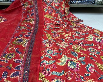 Kurti Anarkali estampado, pantalón y dupatta, Kurta de diseñador para mujer, vestido de boda indio de 3 piezas.