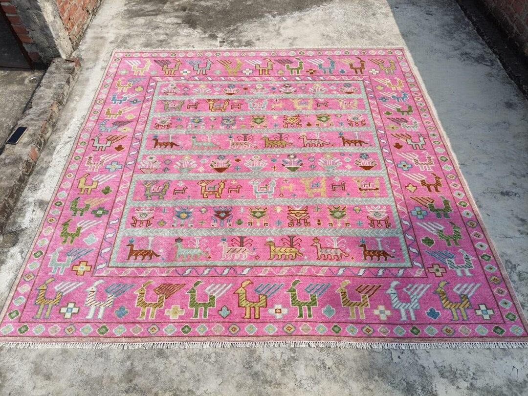 Executive Area Rugs Executive Pink Quick Ship Oushak Style Hand Knotted Rug 4×6,5×8,6×9,8× ...
