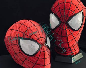 フェイスシェルとマグネット式レンズを備えた、カスタムメイドのTASM2スパイダーマンマスク。