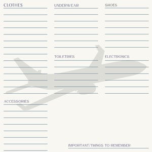 Travel Packing Checklist | Printable Packing List | Vacation Planner | Digital Download PDF