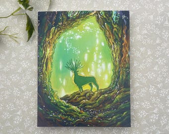 Foresta incantata / Ispirato allo Studio Ghibli / Stampa artistica originale / Opera d'arte anime stravagante e ispirata alla natura / Decorazione murale
