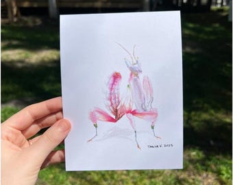染色絵画　カマキリ 染色絵画　カマキリ