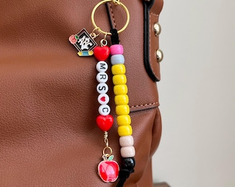 Personalized Teacher Bag Charm: School Accessories, Teacher Appreciation Gift