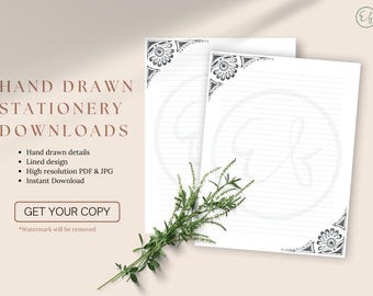 Hand-drawn Stationery, Instant download, Emelyn Forsythe Designs, Medowform