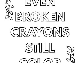 Página para colorear cristiana: Incluso los crayones rotos, versículo bíblico imprimible (descarga PDF)