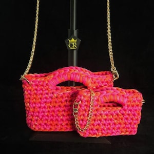 LUNA Mini (children&#39;s model) Crochet handbag Handmade craft bag customizable boho chic. Crochet handbag Handmade craft bag