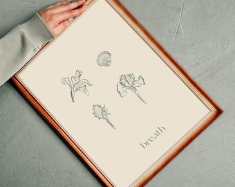 Affirmation wall art: Breath Poster – Minimalist Mindfulness Art – Calm & Inspirational Home Decor