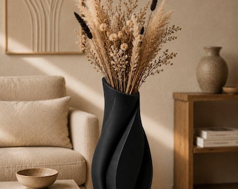 Japandi Design Vase – Organisch-moderne Vase – Große dekorative Vase für Trockenblumen und künstliche Blumen