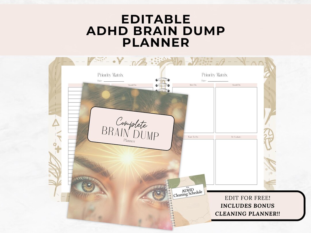 Editable ADHD Brain Dump Planner, Printable Mental Clarity Journal ...