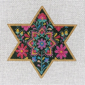 Folk Art Star of David Needlepoint Canvas