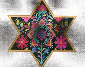 Folk Art Star of David Needlepoint Canvas