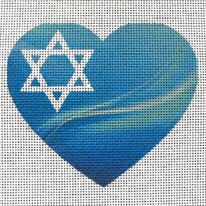 Star of David over the Sea Heart Needlepoint Canvas