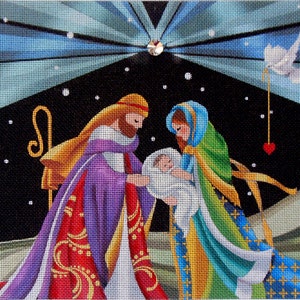 Starry Night Nativity HP Needlepoint Canvas