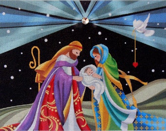 Starry Night Nativity HP Needlepoint Canvas